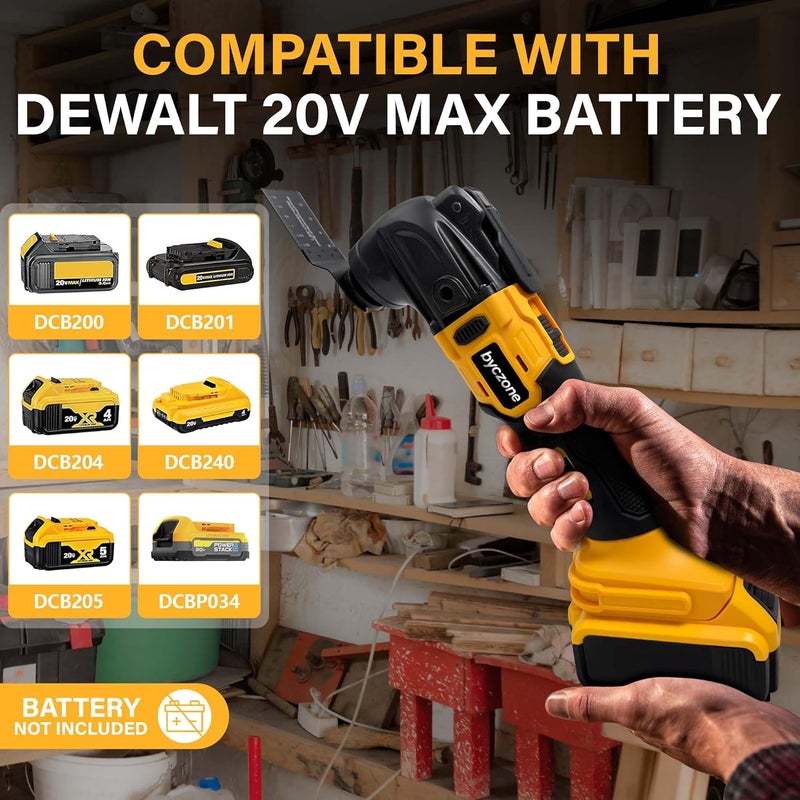 byczone Cordless Oscillating Multitool Compatible with DeWalt 20V Max Battery, Tool Only, 6 Speeds 8,500-21,000 RPM, Bulit-in LED Light, 22 Accessories, Oscillating Power Tools for Scraping Cutting Sanding - Image 2